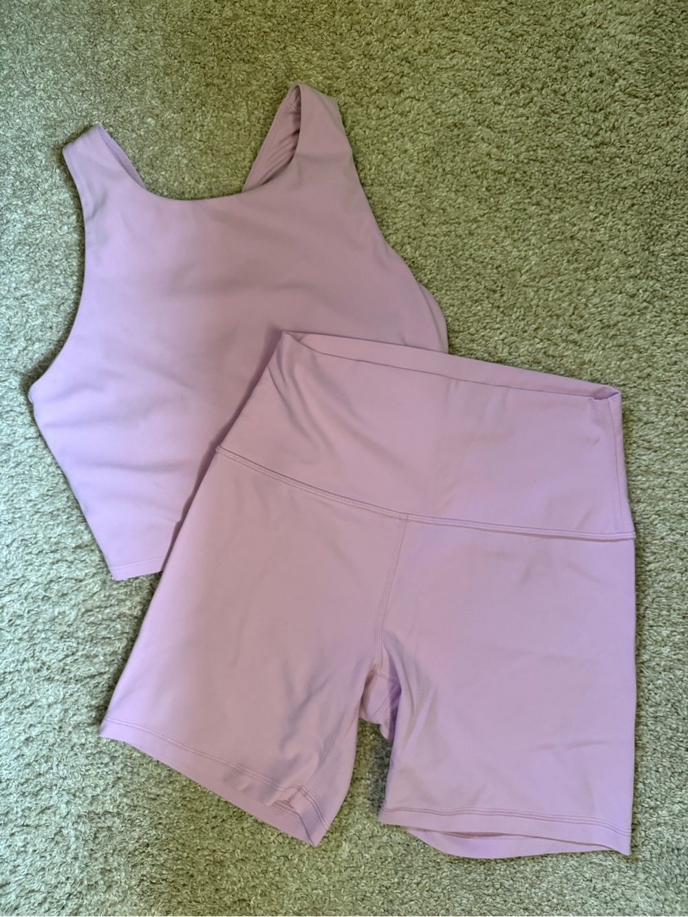 Light Pink CRZ Set - Sports Bra & High-Waist Biker Shorts - Picture 2 of 2